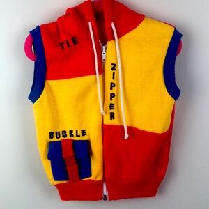 Vintage Hooded Jacket Vest colorblock Learn To Get Dressed